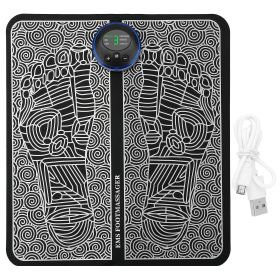 EMS Foot Massage Pad Electric Stimulator Massager Unit Leg Reshaping Muscle Pain Relax Foldable Massage Mat w/ 6 Modes 10 Intensity Levels (Type: Recharge)